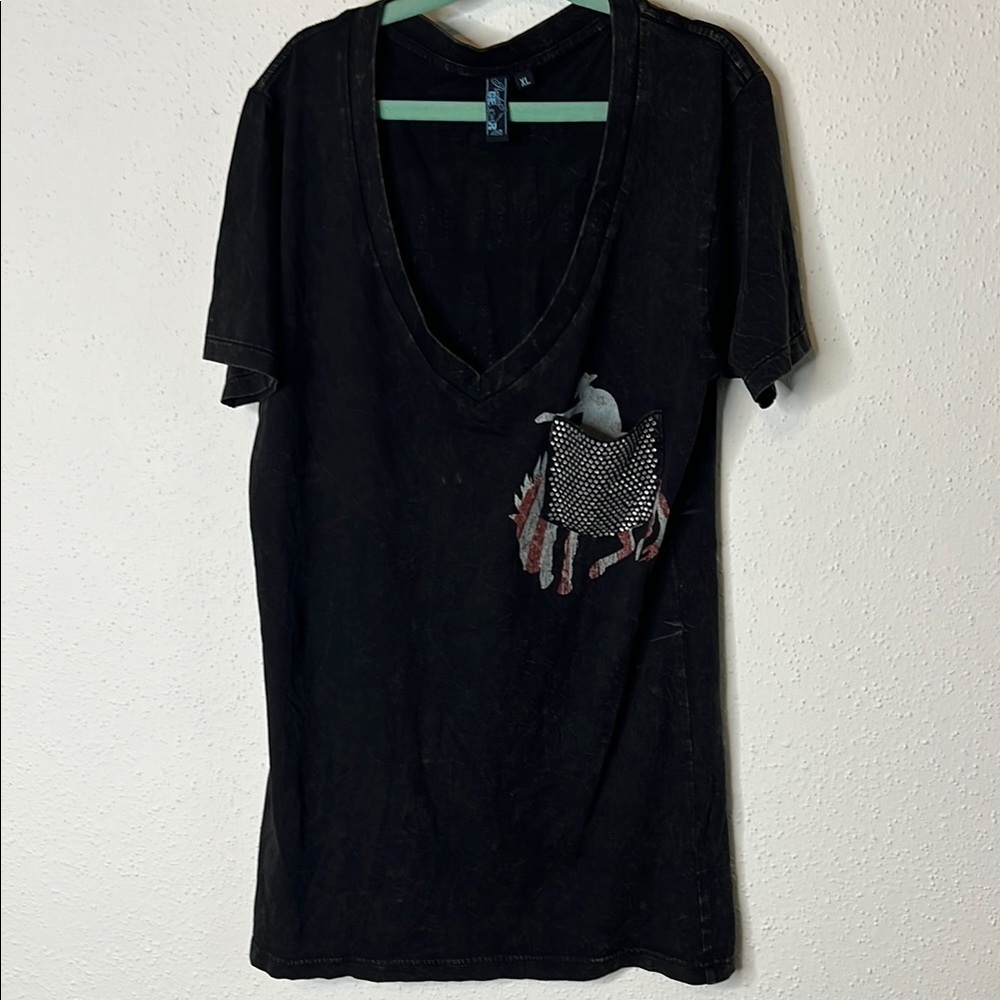 Wrangler Black and Red Short Sleeve Rodeo Tee